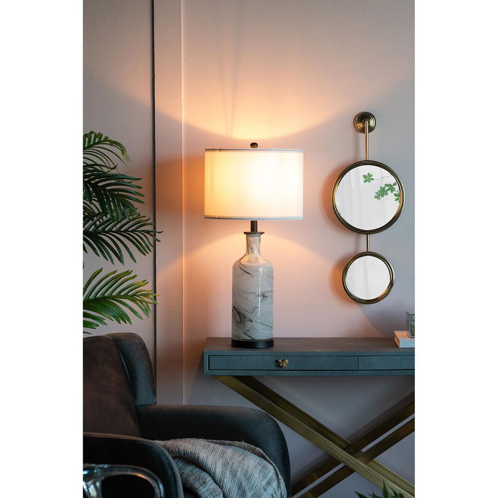 A&amp;B Home Sarris Swirl Table Lamp in Gray and White, , large