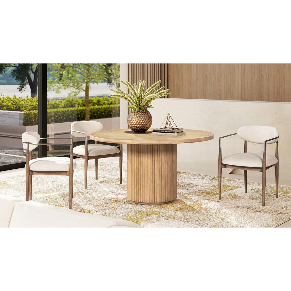 Jennifer Taylor Home Artemis Arm Chair with Warm White Cushion in Natural and Brushed Nickel, , large