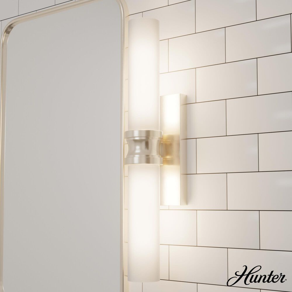 Hunter Lenlock 22&quot; 2-Light Vanity with Cased White Shade in Brushed Nickel, , large