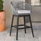 Armen Living Tutti Frutti Patio Bar Stool with Light Gray Cushion in Black, , large