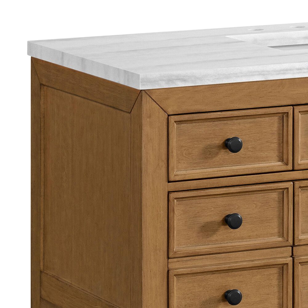 James Martin Malibu 48&quot; Single Bathroom Vanity in Amber Birch with 3 cm Arctic Fall Solid Surface Top and Rectangular Sink, , large