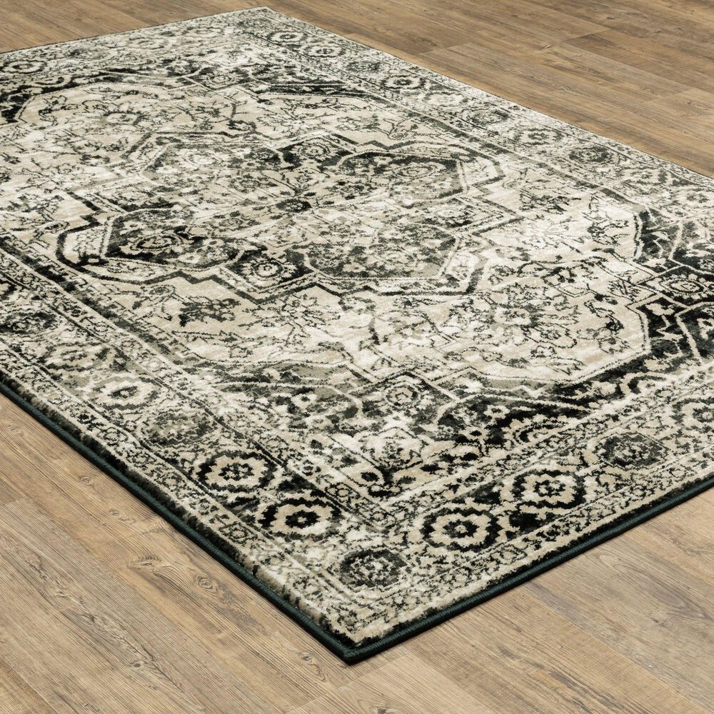 Oriental Weavers Georgia Medallion 429G0 Gray and Black 1'10" x 7'6" Runner, , large