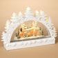 The Gerson Company 12.75"L Battery-Operated Lighted Holiday Village Scene Spinning Water Globe Arch in White, , large