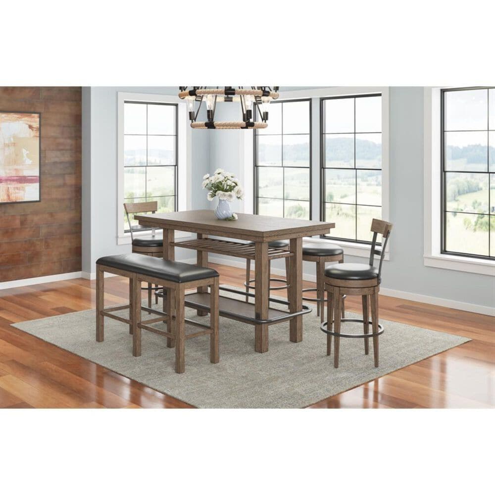 Emerald Home Furnishings Benton Swivel Bar Stool in Pecan Brown &#40;Set of 2&#41;, , large