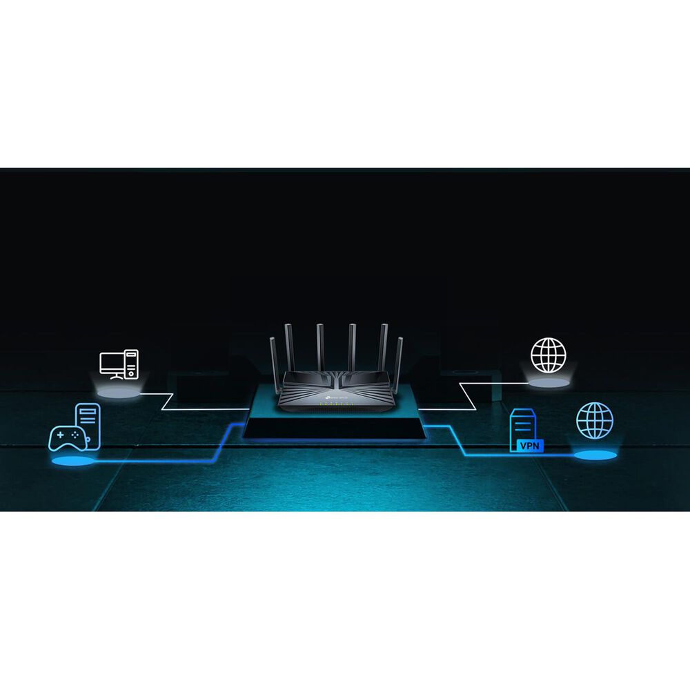 TP Link Archer Tri-Band 6-Stream Wi-Fi 6E Router in Black, , large