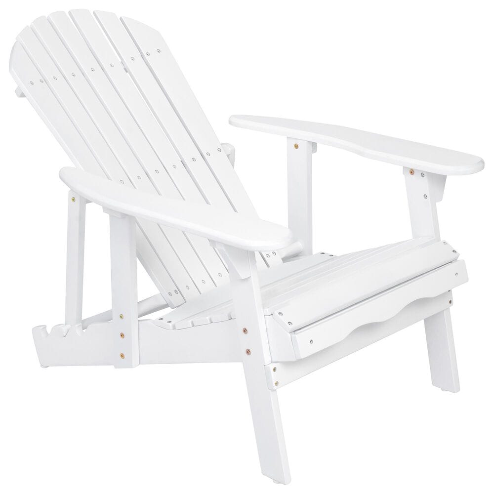 Hearth and Haven Maliu Outdoor Folding Adirondack Chair with Extendable Leg in White, , large