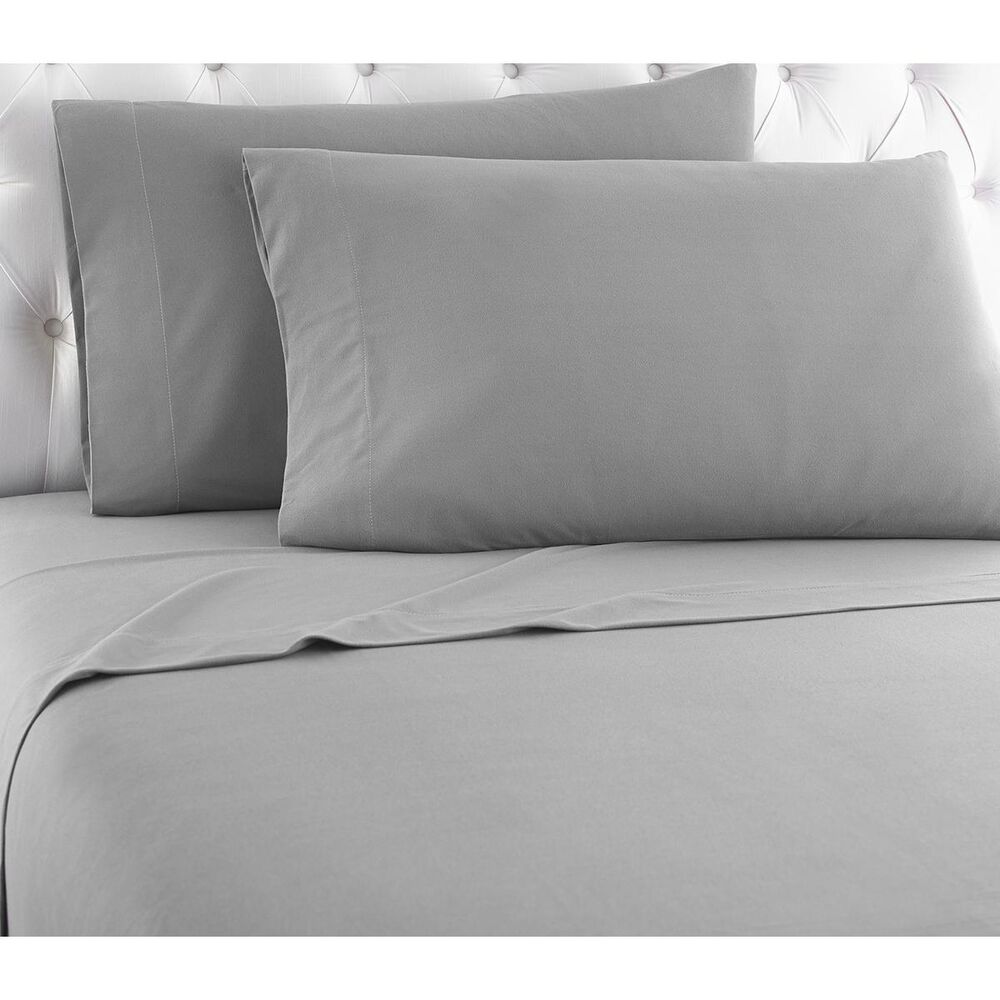 Shavel Home Products 3-Piece Twin Micro Flannel Sheet Set in Greystone, , large