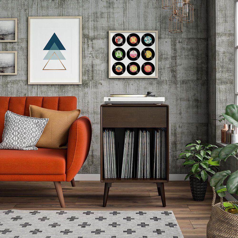Novogratz Brittany Turntable Stand In Walnut Nebraska Furniture Mart