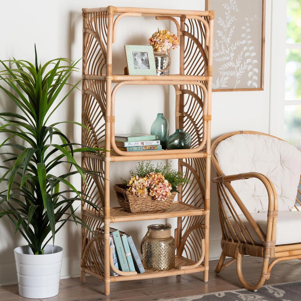 Baxton Studio Baara 4-Shelf Bookcase in Natural Brown, , large