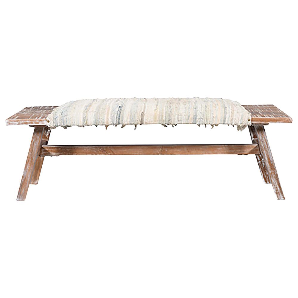 L.R. Home Timson 50&quot; Wooden Bench in Brown, , large