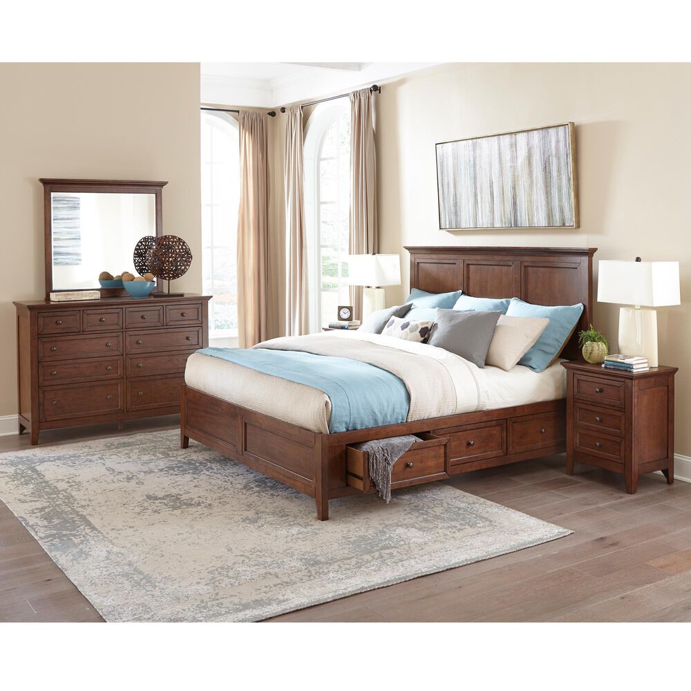 Hawthorne Furniture San Mateo Queen Solid Wood Storage Bed with Dresser and Nightstand in Tuscan, , large