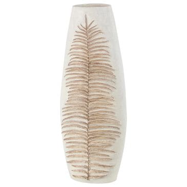 Maple and Jade Polystone Leaf Decorative Vase in Matte White, Terracotta and Brown, , large