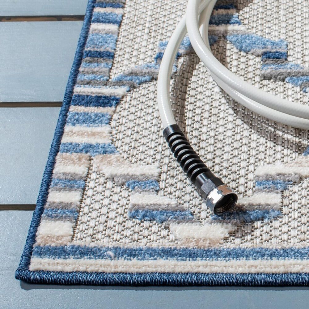 Safavieh Cabana CBN333G 5&#39;3&quot; x 7&#39;7&quot; Grey and Blue Indoor/Outdoor Area Performance Rug, , large