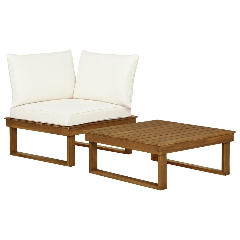 Linon Home Decor Skypark 2-Piece Outdoor Conversation Set in Teak Oil, , large