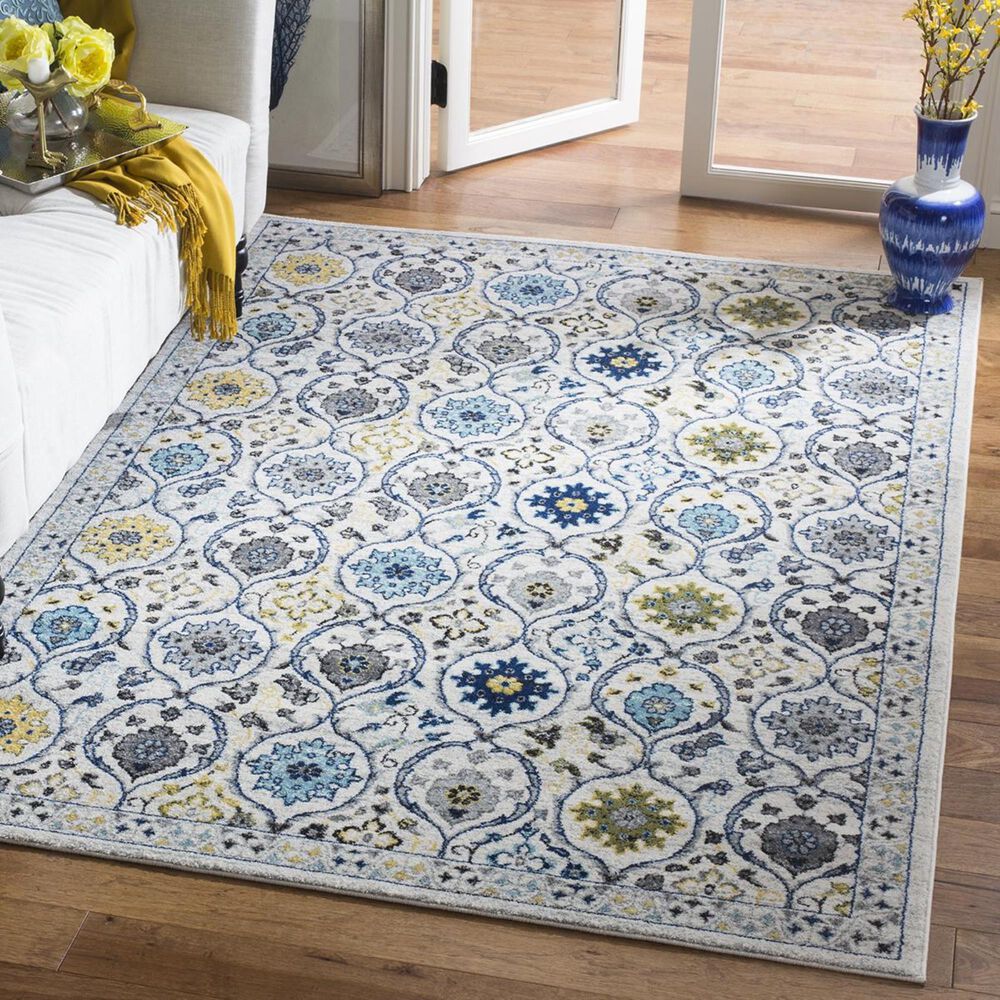 Safavieh Evoke EVK210C-3 3" x 5" Ivory/Blue Area Rug, , large