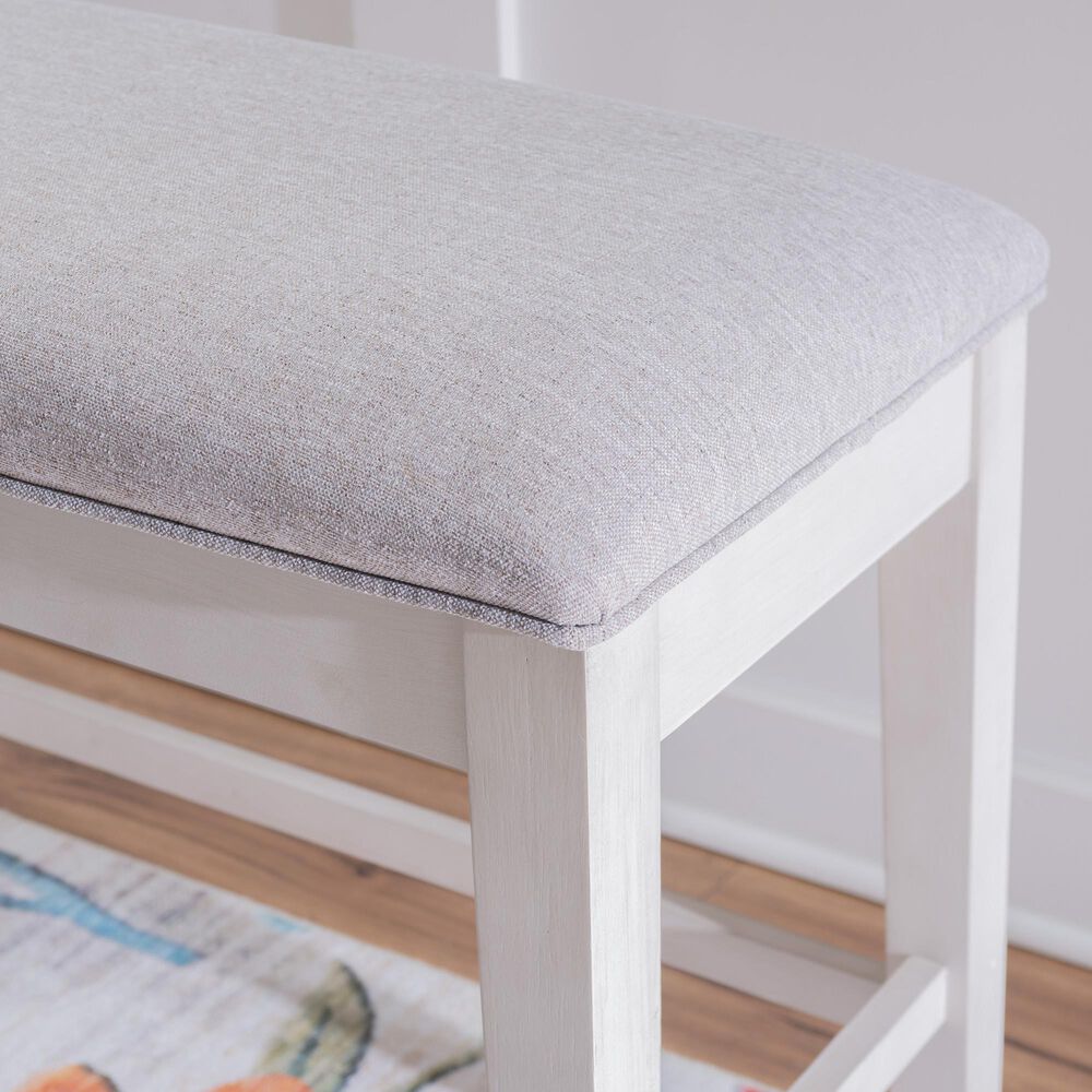 Linon Home Decor Marcum Counter Bench with Grey Cushion in Cream, , large