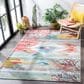 Safavieh Barbados Tropical Abstract 3"3" x 5" Light Blue and Pink Indoor/Outdoor Area Rug, , large