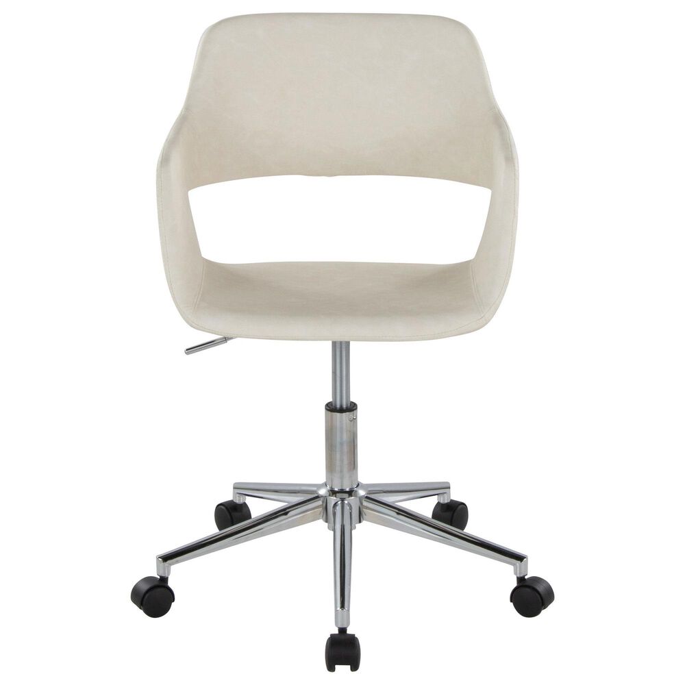 LumiSource Margarite Swivel Task Chair with Cream Faux Leather Cushion in Chrome, , large