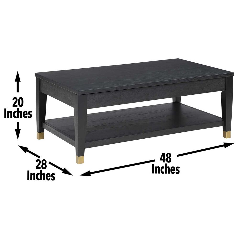 Steve Silver Furniture Yves Lift-Top Cocktail Table in Rubbed Charcoal and Brushed Brass, , large