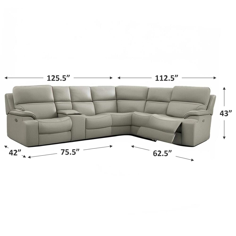 MotoMotion Grafton 6-Piece Leather Power Reclining Sectional in Ravenna Bone, , large