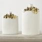 Maple and Jade 2-Piece Leaf Decorative Vase Set in Polished White and Gold, , large