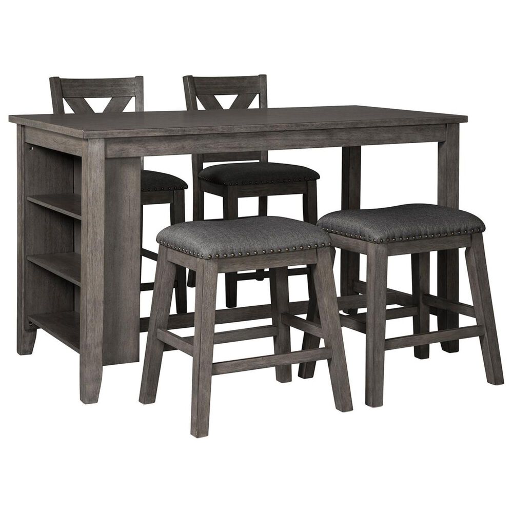 Signature Design by Ashley Caitbrook 5-Piece Counter Height Dining Table Set in Antiqued Gray Wash, , large