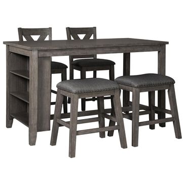 Ashley Caitbrook 5-Piece Counter Height Dining Table Set in Antiqued Gray Wash, , large