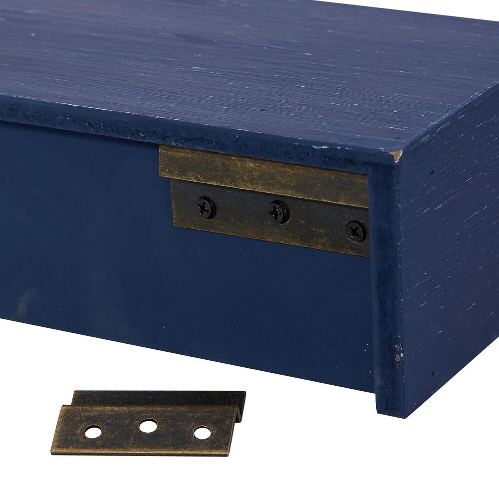 Maple and Jade 32&quot; x 3&quot; Wall Shelf in Ocean Blue and White &#40;Set of 3&#41;, , large