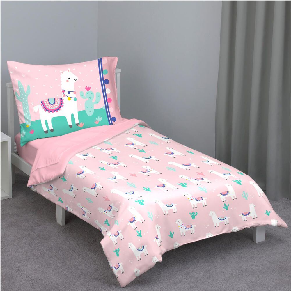 Crown Crafts Llama 4 Piece Toddler Bed Set, , large