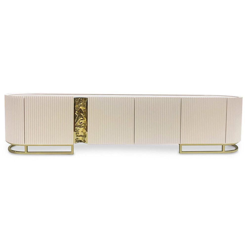 Vista Haus Lisbon 95.5&quot; Media Cabinet in Silken Matte Cream and Gold, , large
