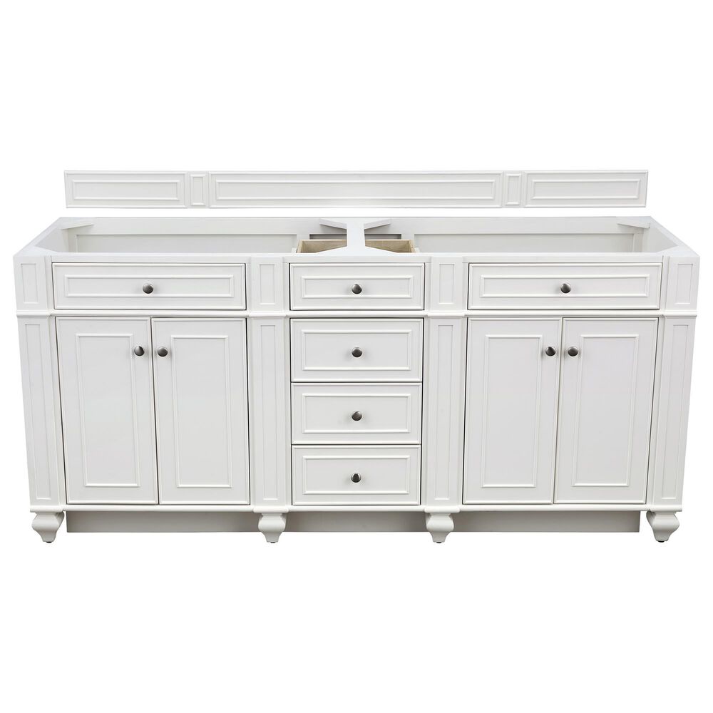 James Martin Vanities Bristol 72&quot; Double Bathroom Vanity in Bright White with 3 cm Victorian Silver Quartz Top and Rectangular Sinks, , large