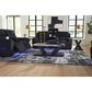 Ashley Forest Lake Power Reclining Sofa with Adjustable Headrest in Black Velvet, , large