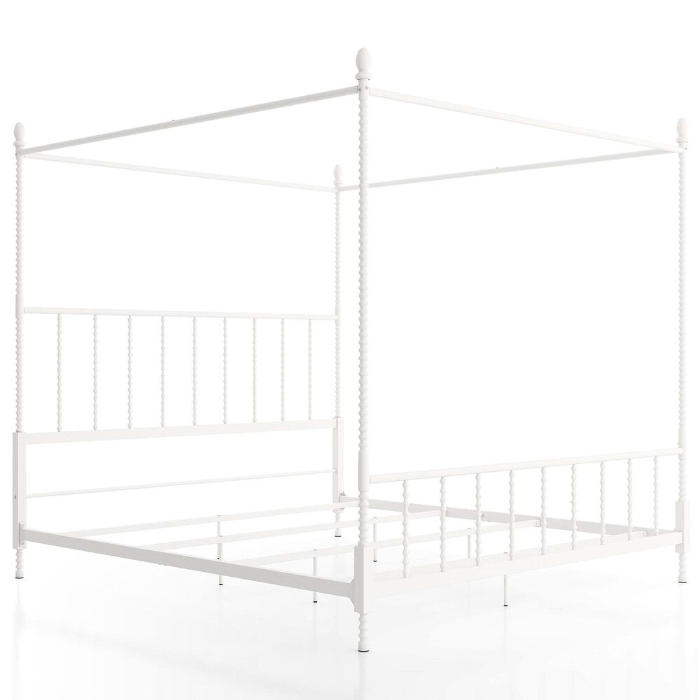 Furniture of America Elliot King Canopy Bed in White, , large