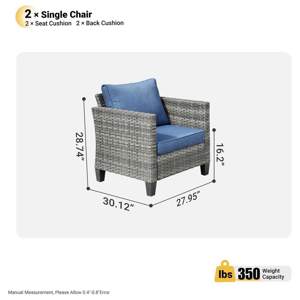 HOMLUX 28" Patio Single Chair in Denim Blue (Set of 2), , large