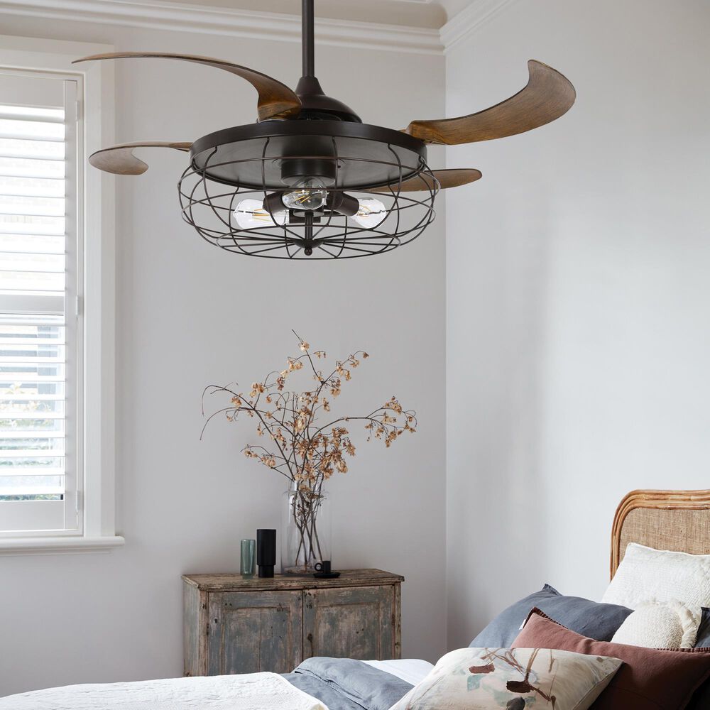 Beacon Lighting Fanaway 48&quot; Ceiling Fan with Light in Oil Rub Bronze, , large