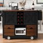 HOMLUX 54" Kitchen Island with Drop Leaf in Black, , large