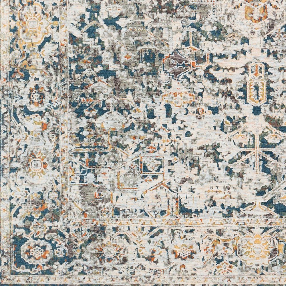 Surya Presidential PDT-2300 7&#39;9&quot; Round Blue, Gray and Orange Area Rug, , large