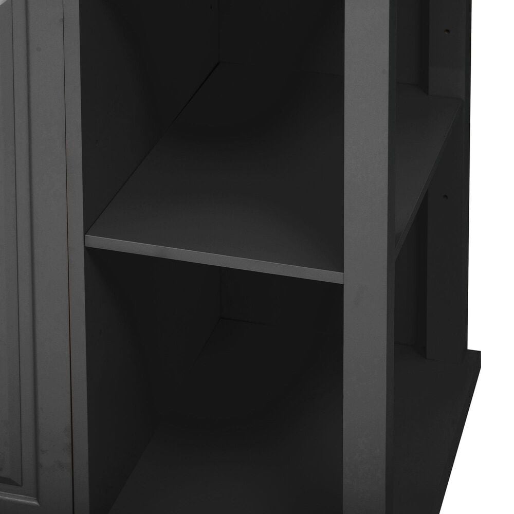 HOMLUX 47" Kitchen Island with Extendable Dining Table in Black and Natural, , large