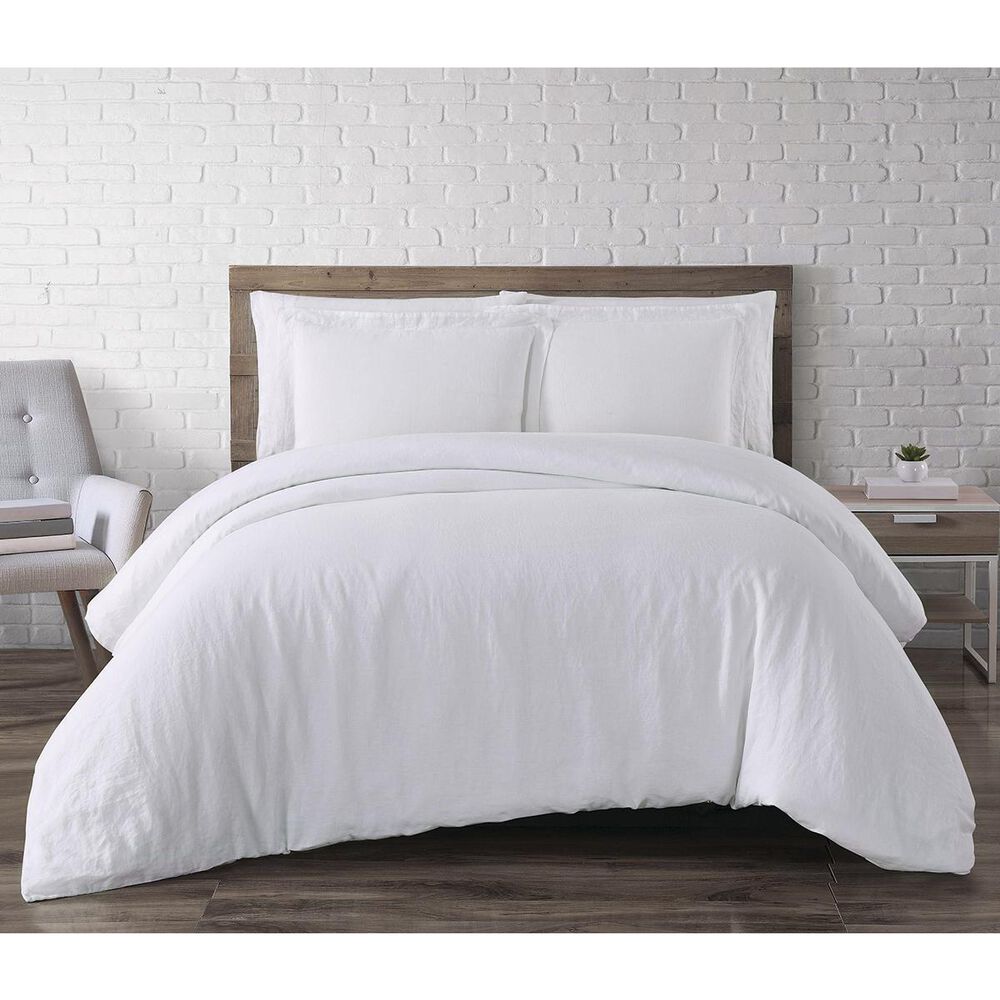 Pem America Brooklyn Loom 3-Piece King Linen Duvet Set in White, , large