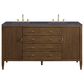 James Martin Vanities Myrrin 60" Double Vanity in Mid Century Walnut with 3 cm Charcoal Soapstone Quartz Top, , large
