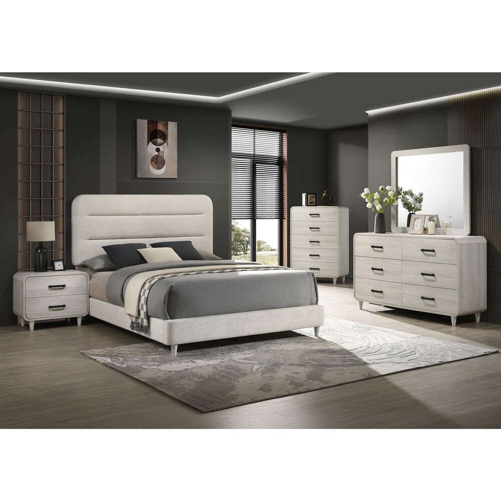 Crown Mark Nyomi 4 Piece King Panel Bedroom Set in White, , large