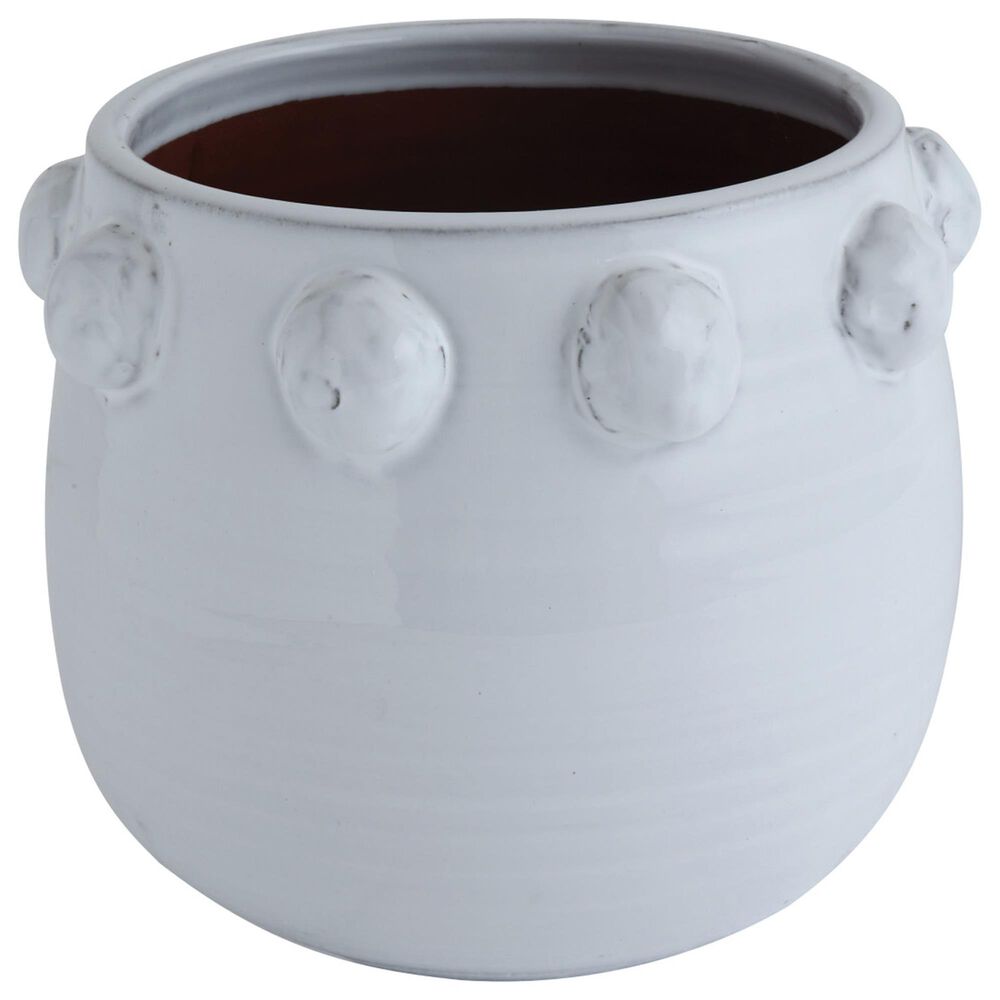 Creative Coop Round Terra-Cotta Planter with Raised Dots Design in White, , large