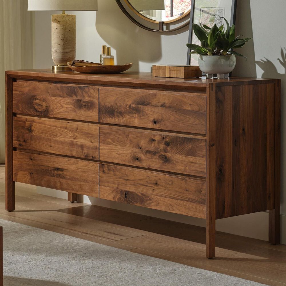 Stickley Furniture Saranac 6 Drawer Dresser Only in Distressed Walnut, , large
