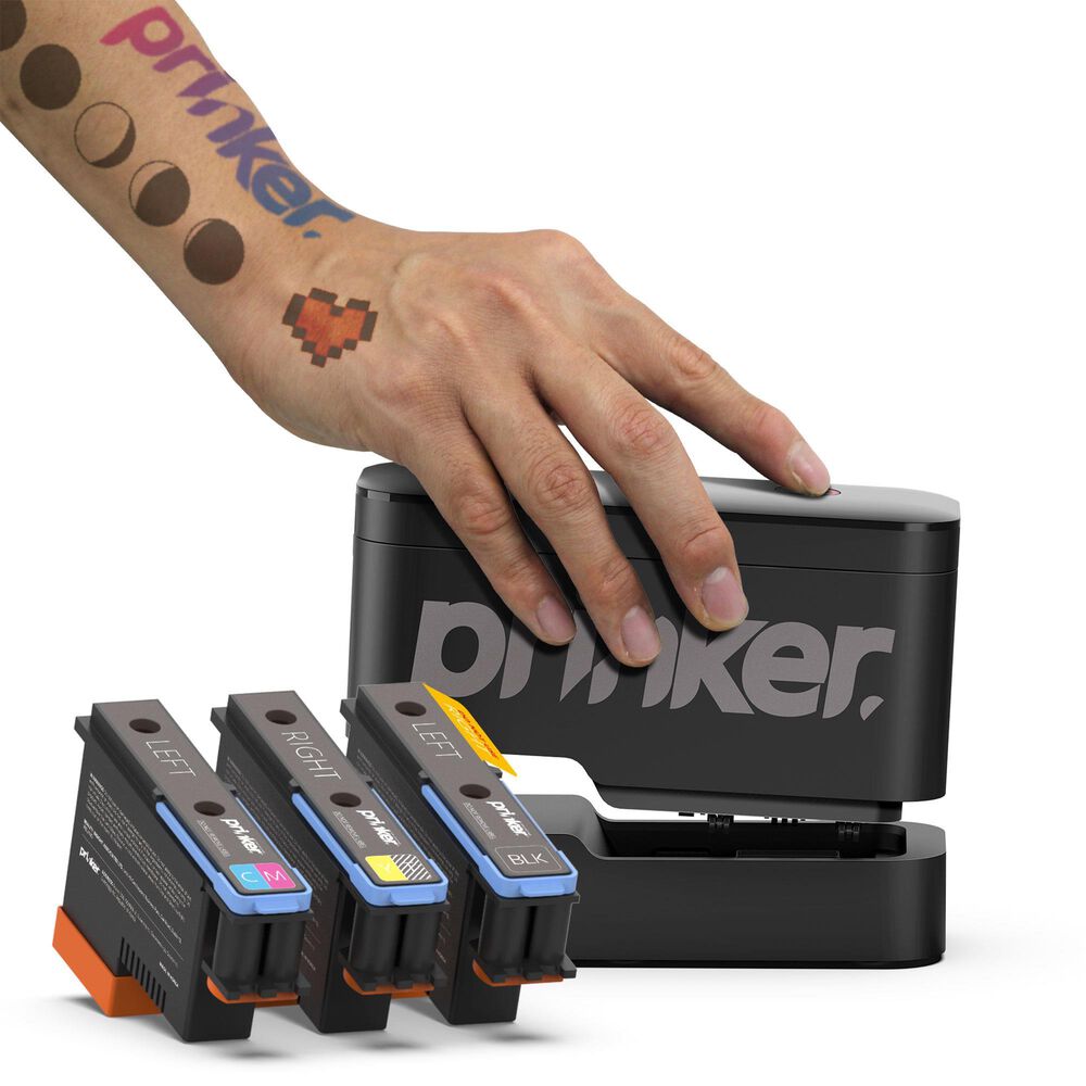 Prinker S Series Temporary Tattoo Printer with Black and Color Ink in Black, , large