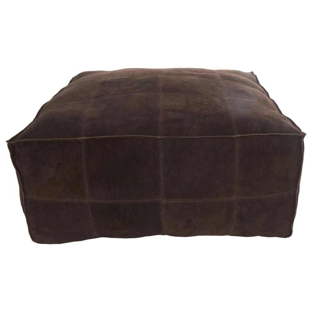 Maple and Jade 35" Low Profile Square Stuffed Pouf in Dark Brown, , large