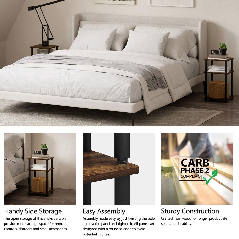 HOMLUX 3-Tier Turn-N-Tube End Table in Amber Pine and Black (Set of 2), , large