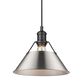 Golden Lighting Orwell 1-Light Medium Pendant with Pewter Shade in Matte Black, , large