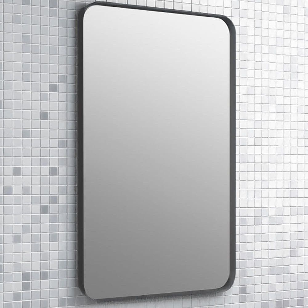 Kohler Essential 22" x 34" Matte Black Rectangular Framed Mirror, , large