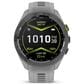 Garmin Approach S70 Smartwatch 41mm Black and Amp Yellow Ceramic Bezel Case with Powder Gray Silicone Band, , large