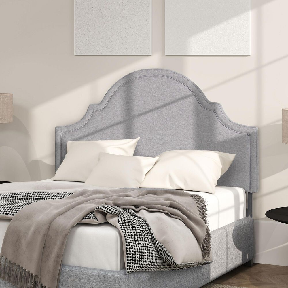 Jennifer Taylor Home Catherine Queen Upholstered Panel Headboard in Light Grey, , large